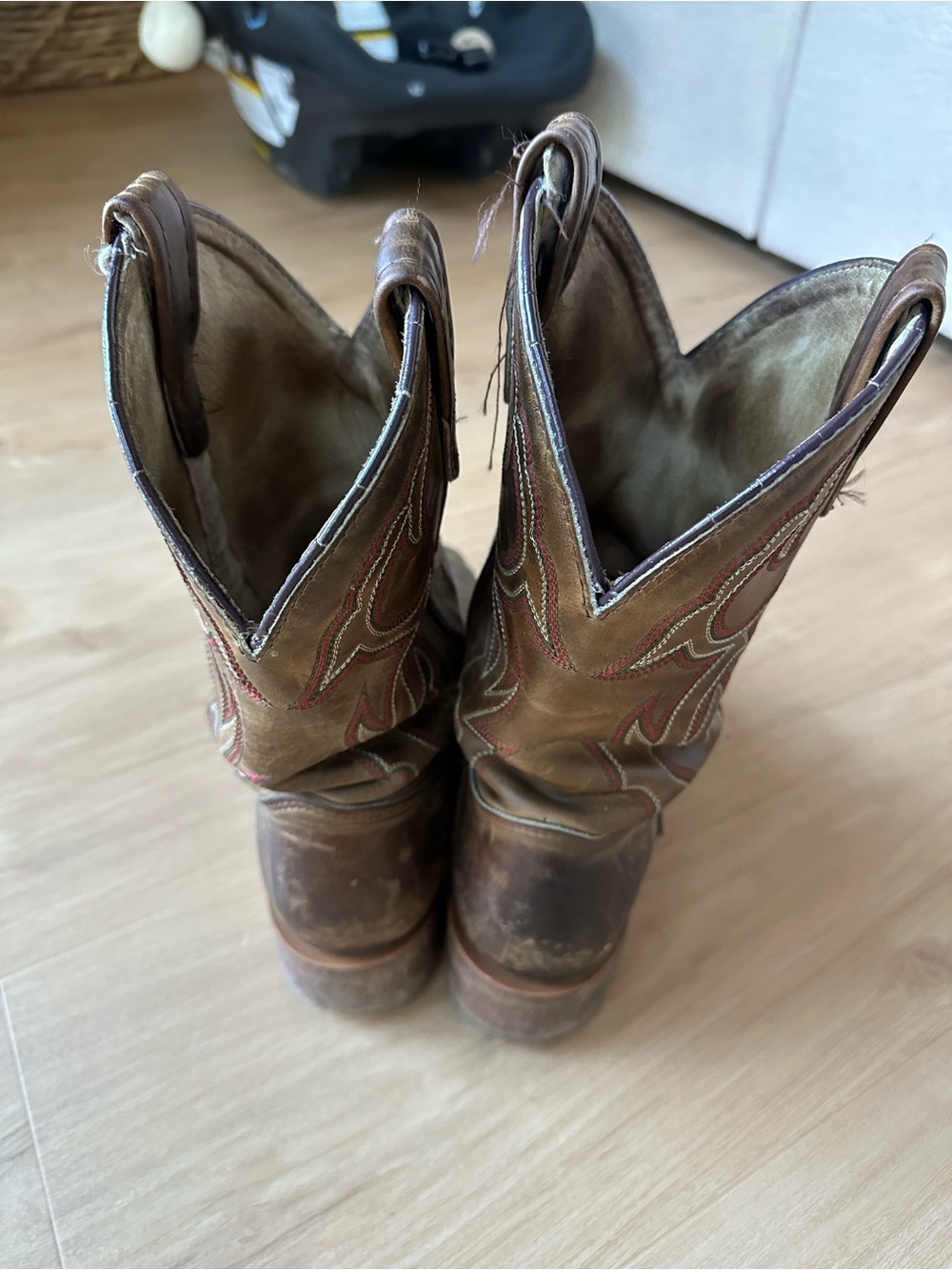 Double H Brown Leather Western Embroidered Cowboy Boots - Picture 4 of 8